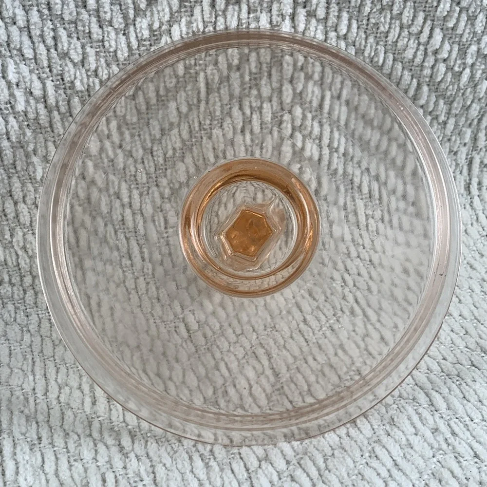 Pink‎ Depression Glass Heart Shaped Handle Candy Nut Tray Dish Trinket Jewelry